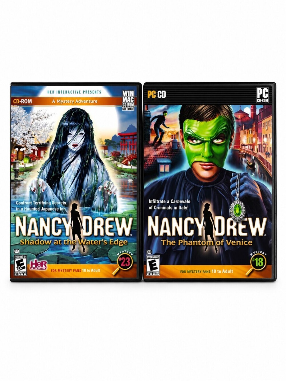 Nancy Drew Lot Of 2 PC Games-Phantom Of Venice -Shadow At The Water's Edge -Used